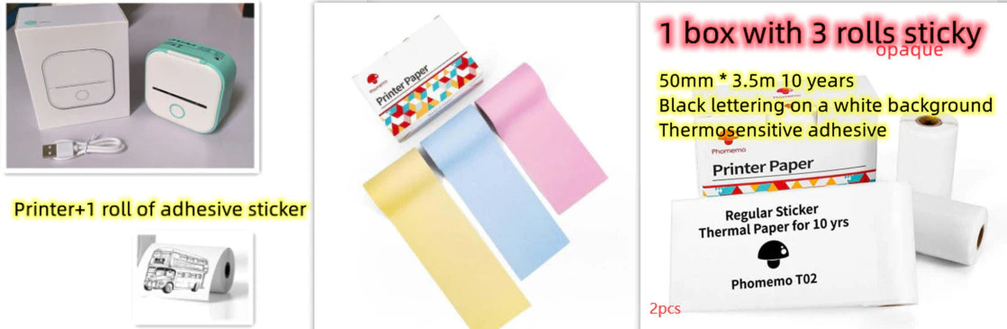 Portable Mini Thermal Label Printer Home Photo Printer Student Wrong Question Printer Bluetooth-Compatible Mini Label Printer Price Tag